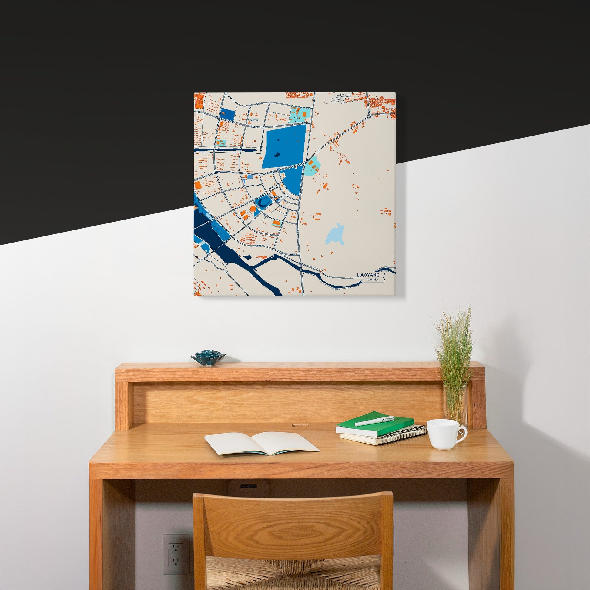 Liaoyang China Colorful City Map Canvas Print Scene