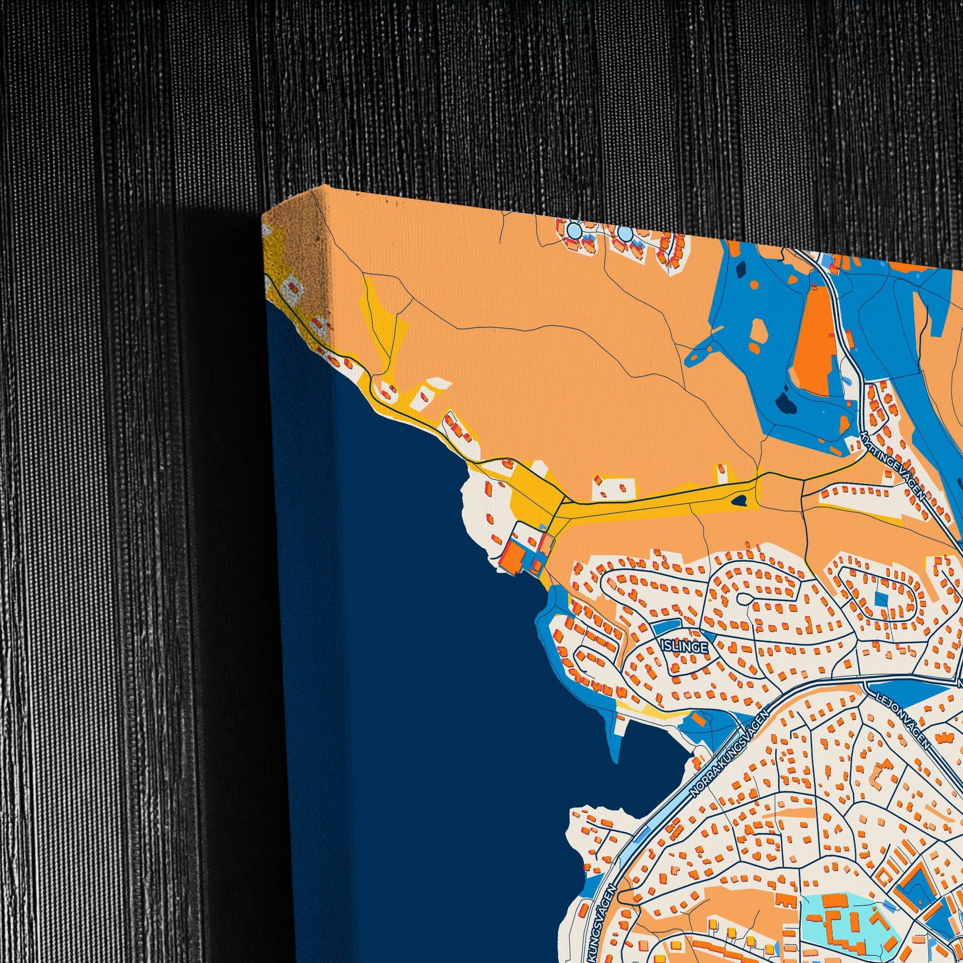Lidingö Sweden Colorful City Map Canvas Print Detail