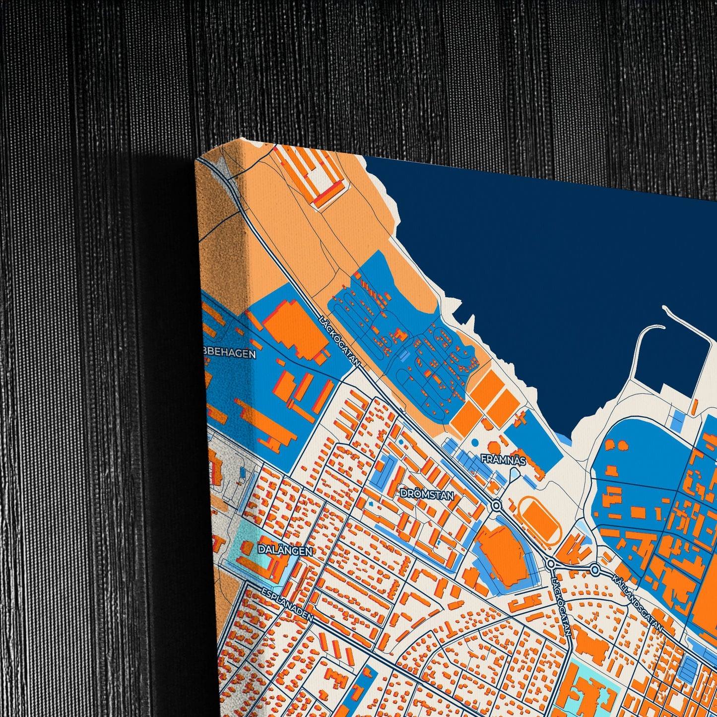 Lidköping Sweden Colorful City Map Canvas Print Detail