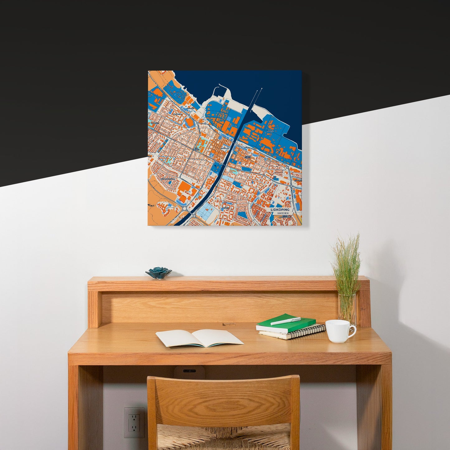 Lidköping Sweden Colorful City Map Canvas Print Scene