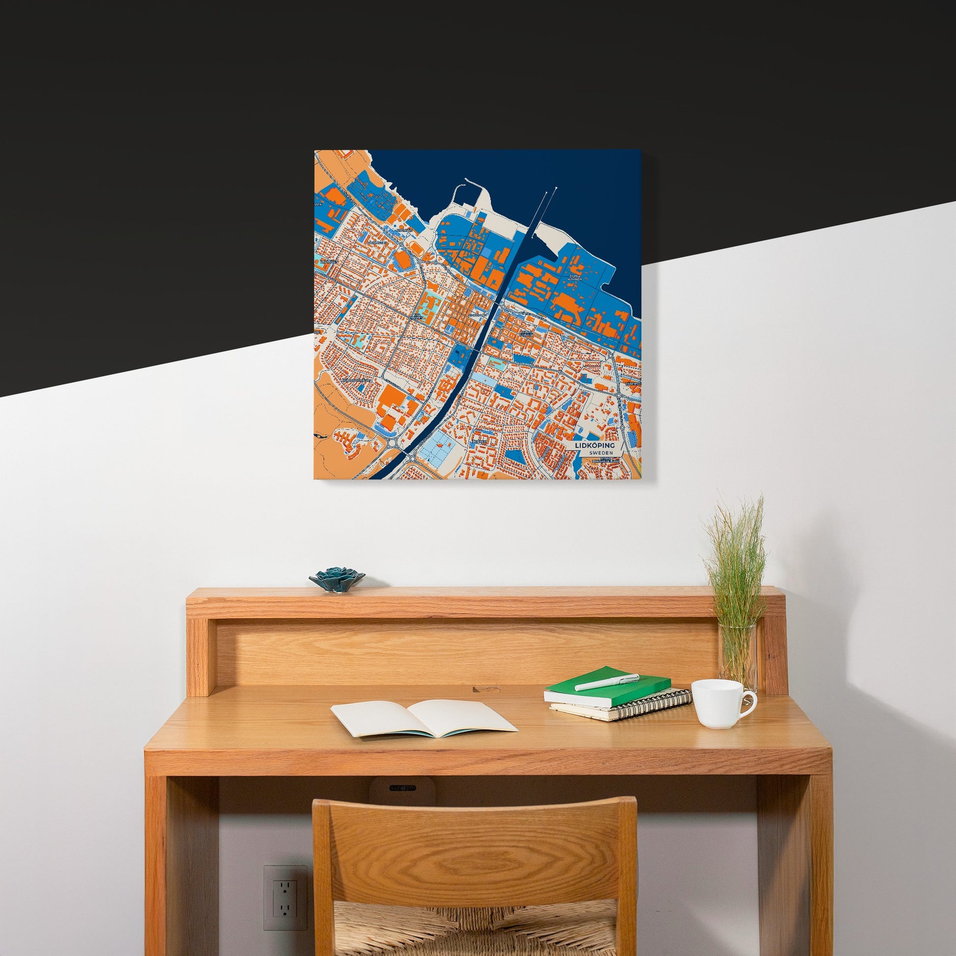 Lidköping Sweden Colorful City Map Canvas Print Scene