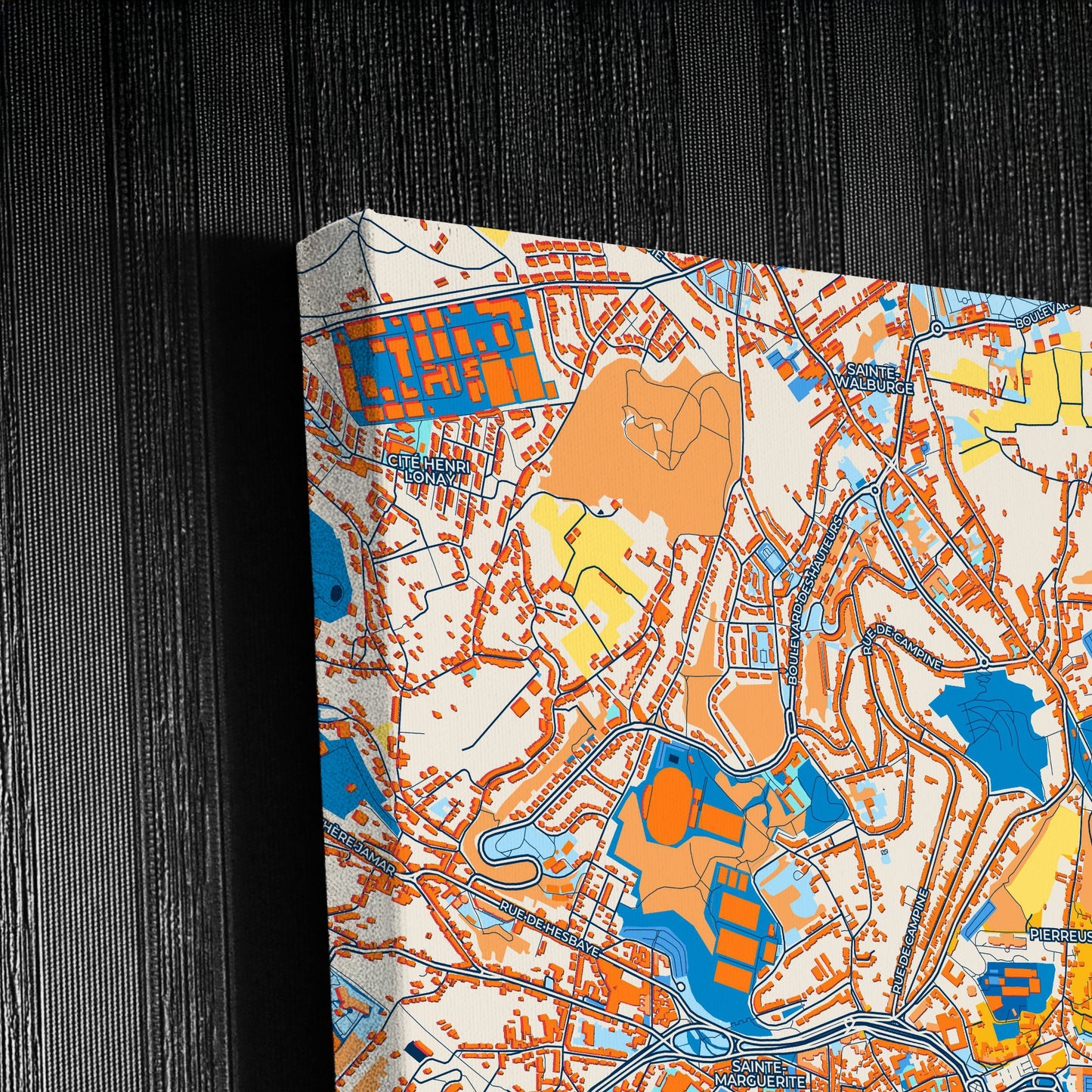 Liège  Belgium Colorful City Map Canvas Print Detail