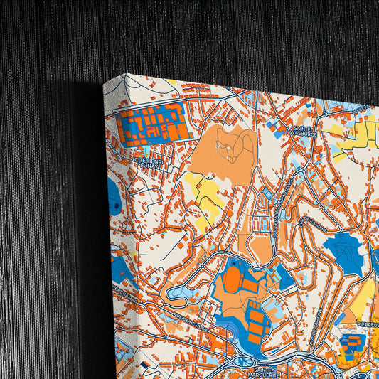 Liège  Belgium Colorful City Map Canvas Print Detail