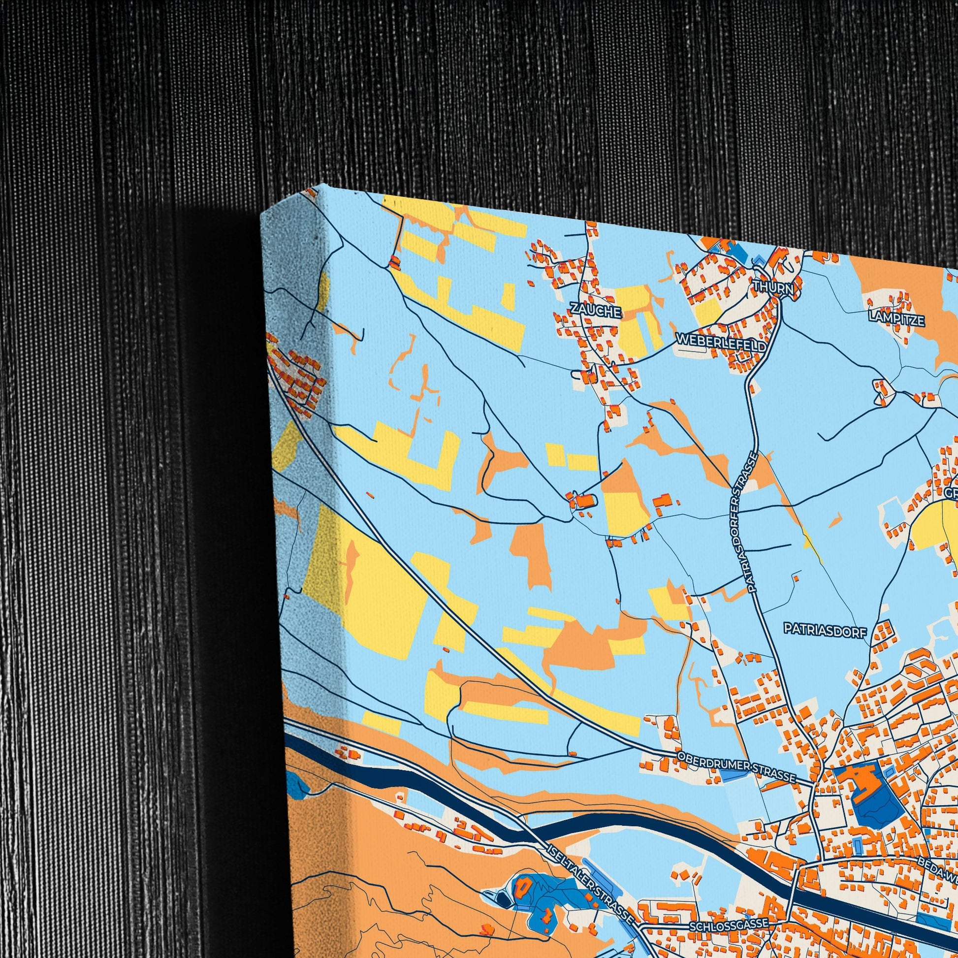 Lienz Austria Colorful City Map Canvas Print Detail