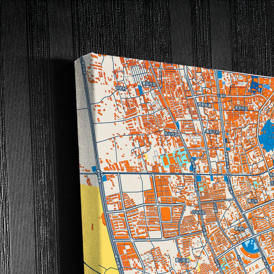 Lijiang China Colorful City Map Canvas Print Detail