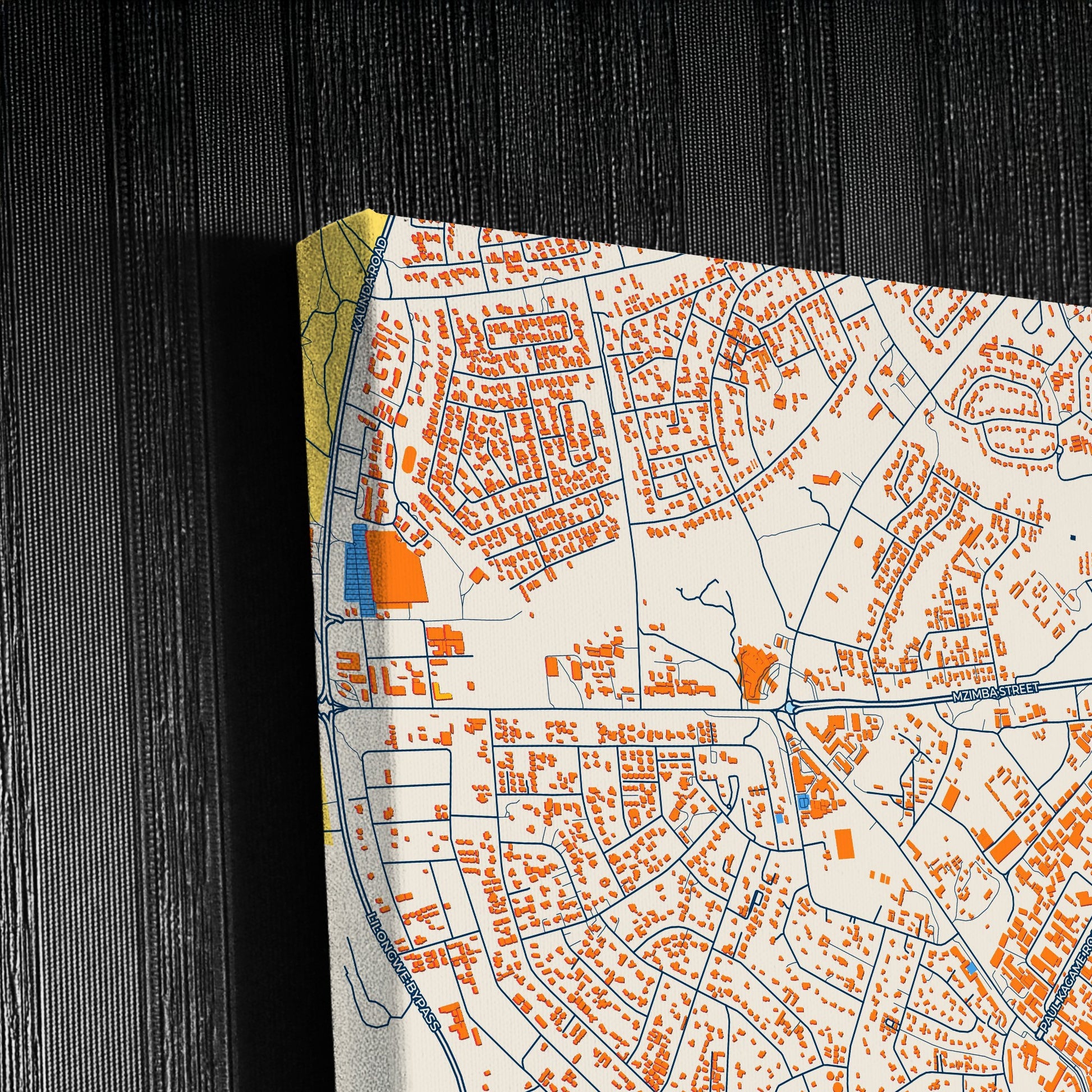 Lilongwe Malawi Colorful City Map Canvas Print Detail