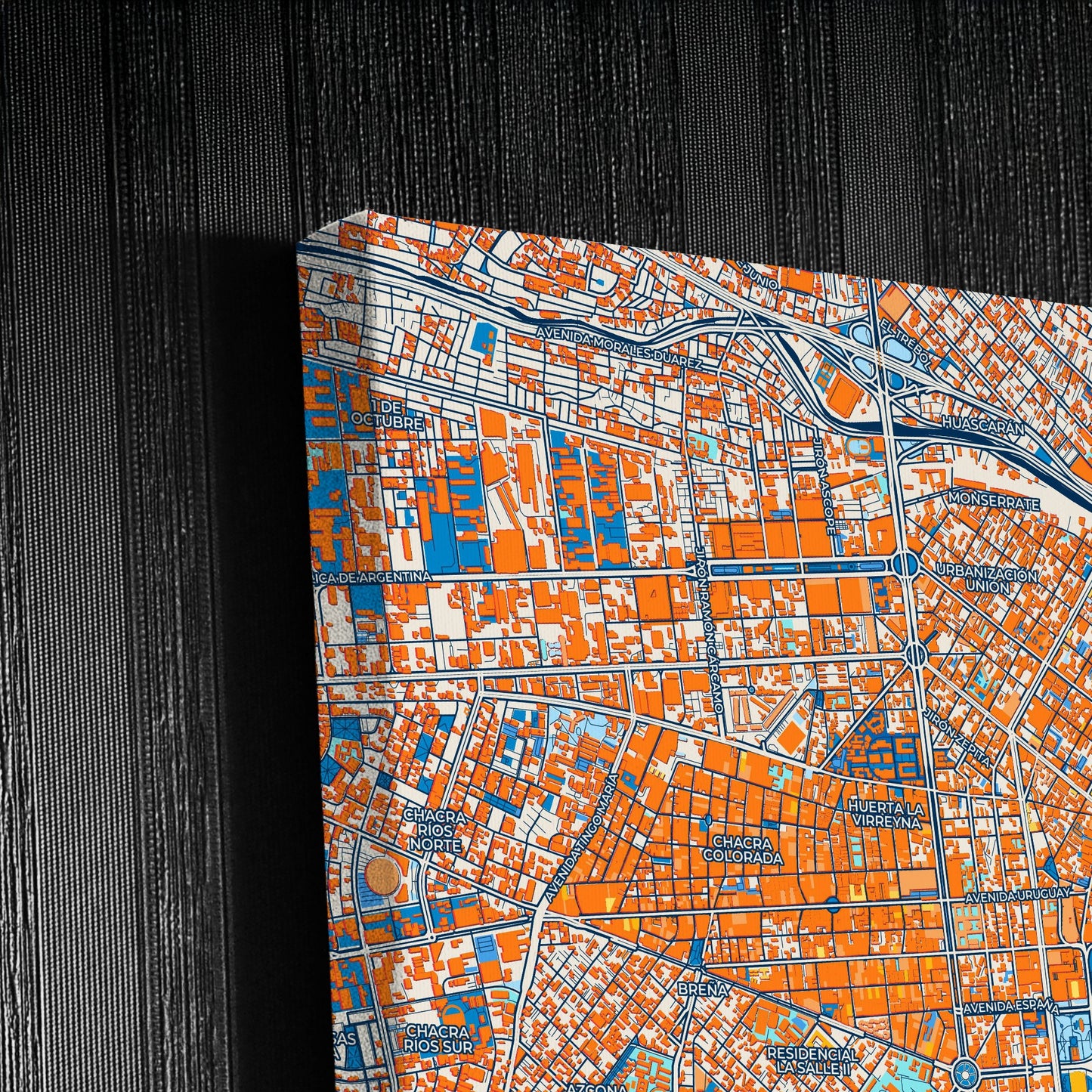 Lima Peru Colorful City Map Canvas Print Detail