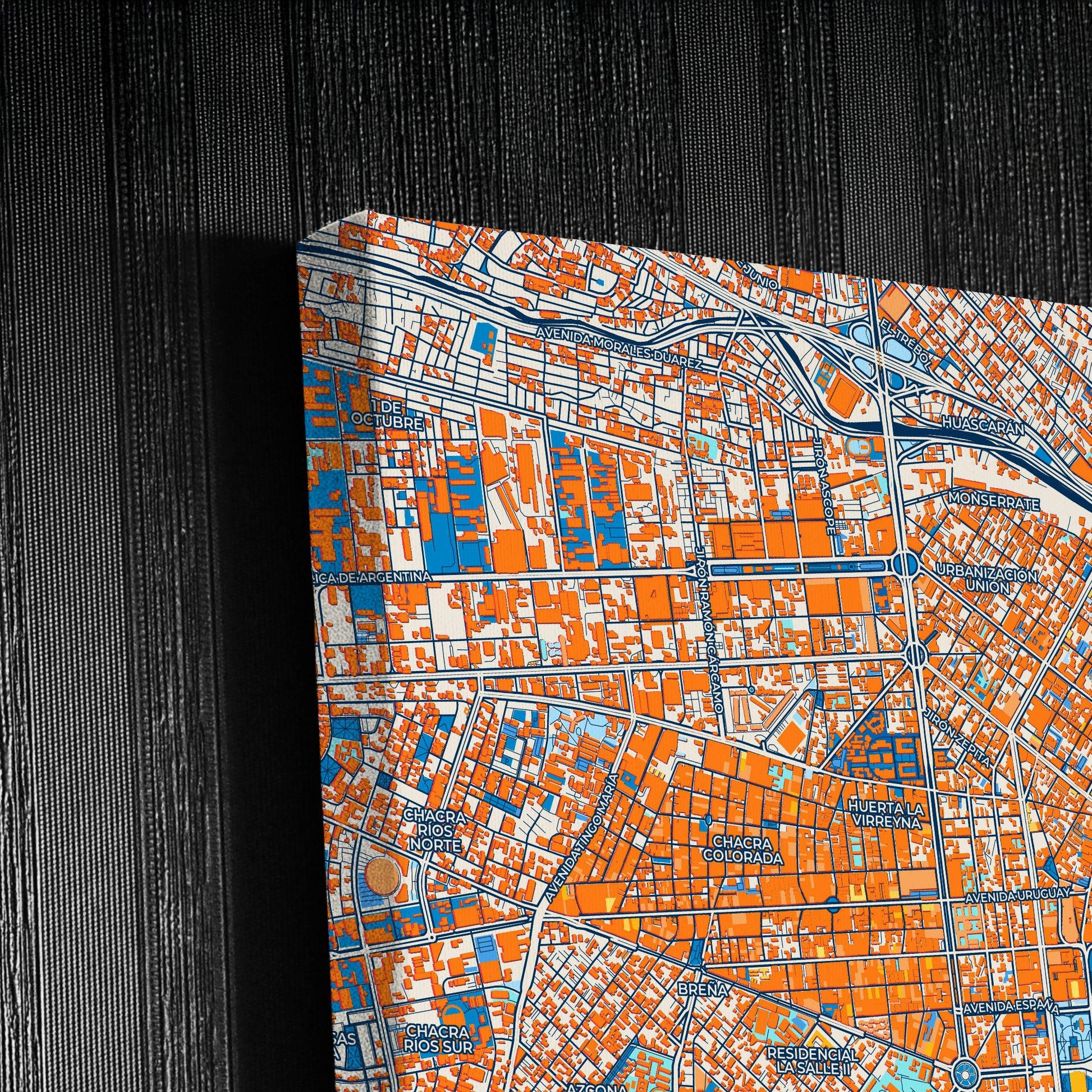 Lima Peru Colorful City Map Canvas Print Detail