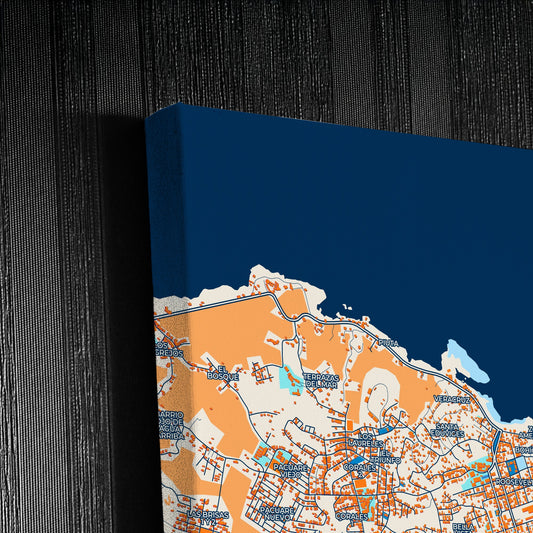 Limón Costa Rica Colorful City Map Canvas Print Detail