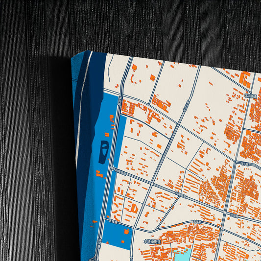 Linfen China Colorful City Map Canvas Print Detail