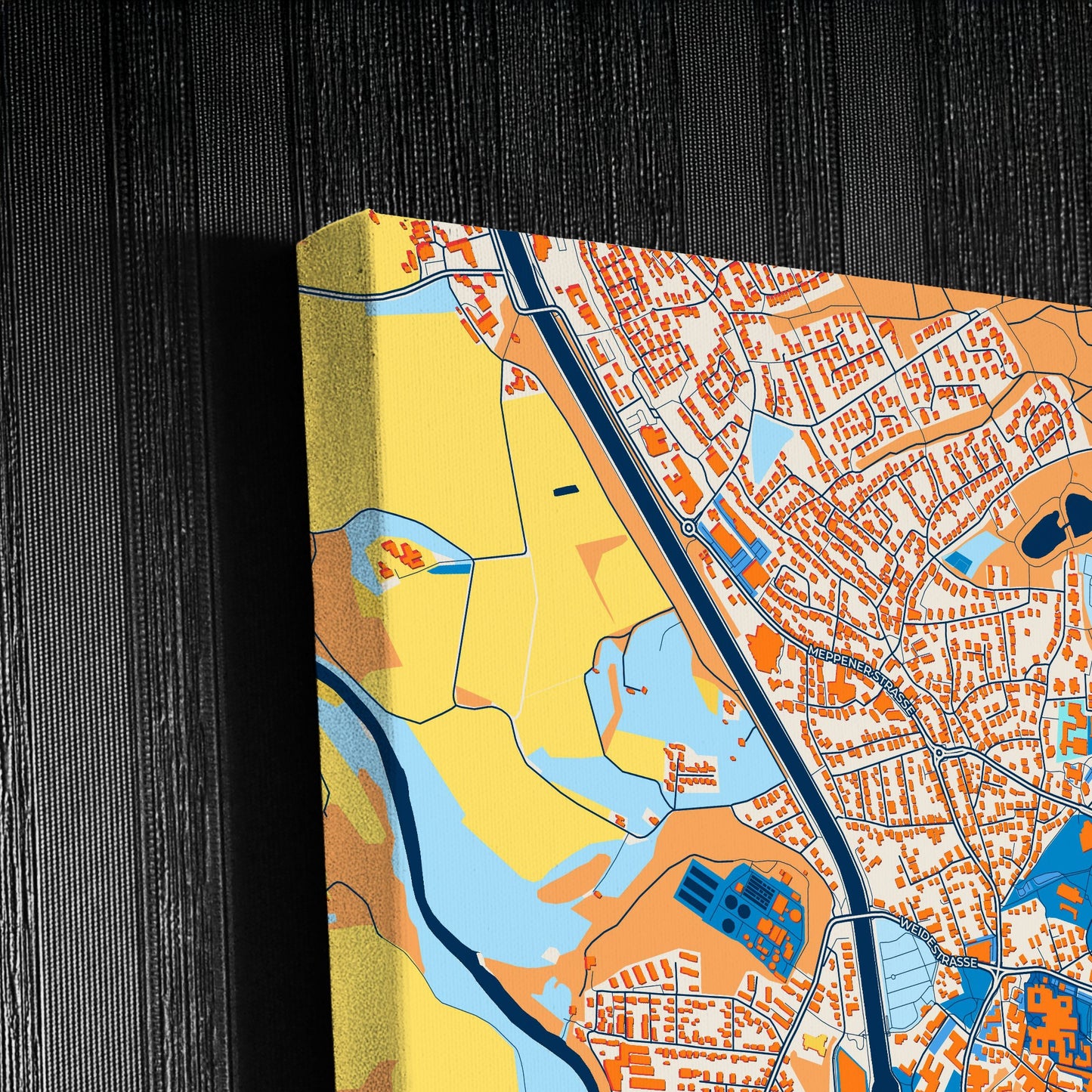 Lingen (Ems) Germany Colorful City Map Canvas Print Detail