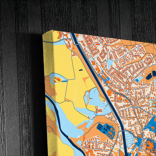 Lingen (Ems) Germany Colorful City Map Canvas Print Detail