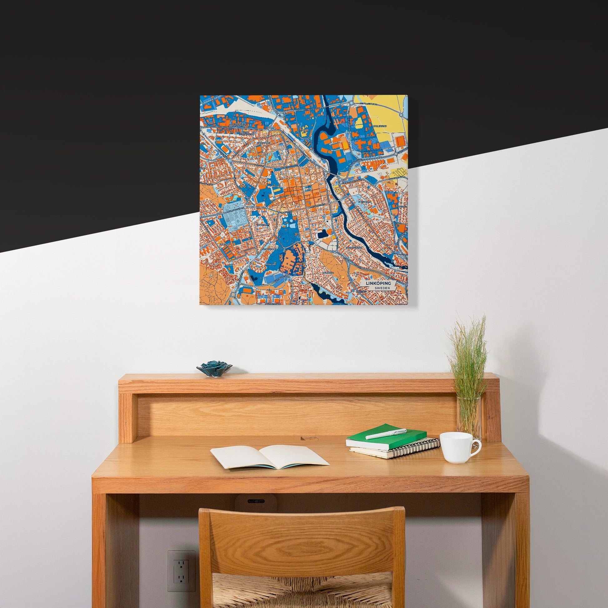 Linköping Sweden Colorful City Map Canvas Print Scene