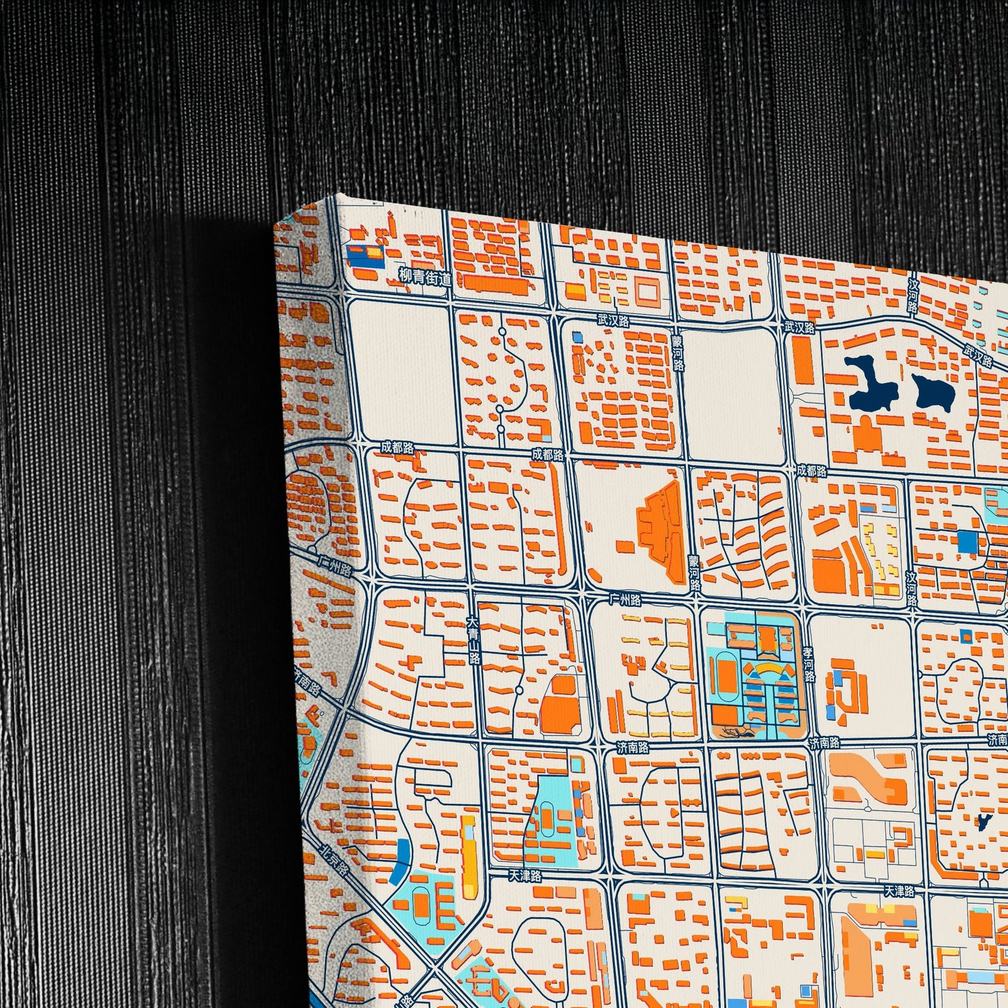 Linyi China Colorful City Map Canvas Print Detail