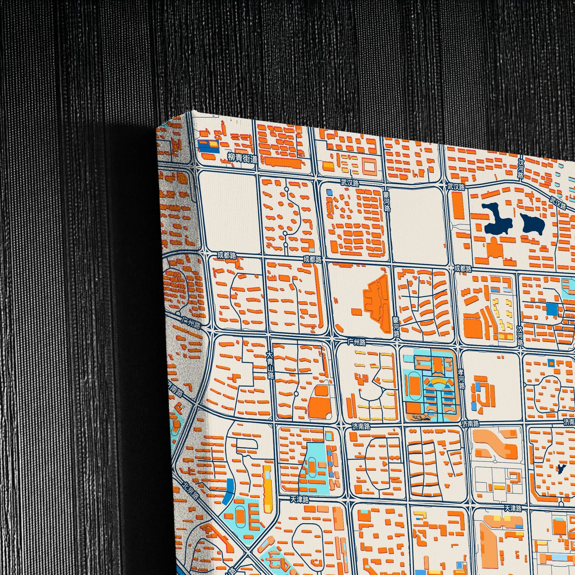 Linyi China Colorful City Map Canvas Print Detail