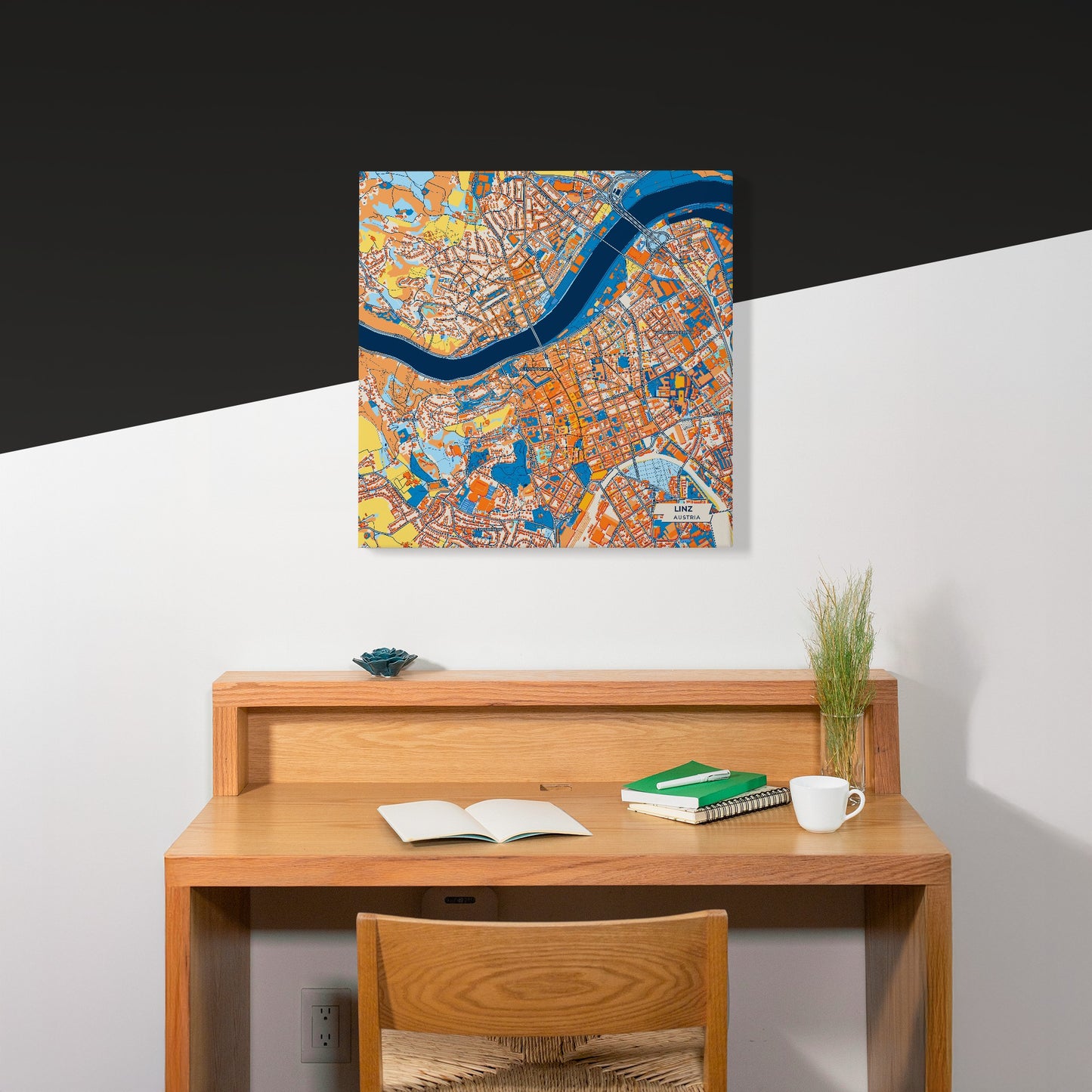 Linz Austria Colorful City Map Canvas Print Scene