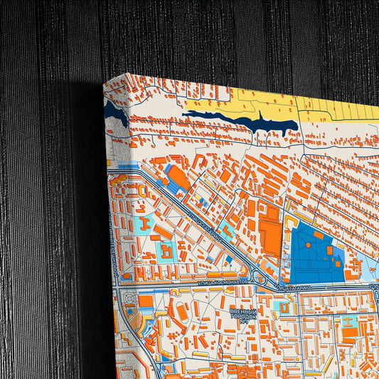 Lipetsk Russia Colorful City Map Canvas Print Detail