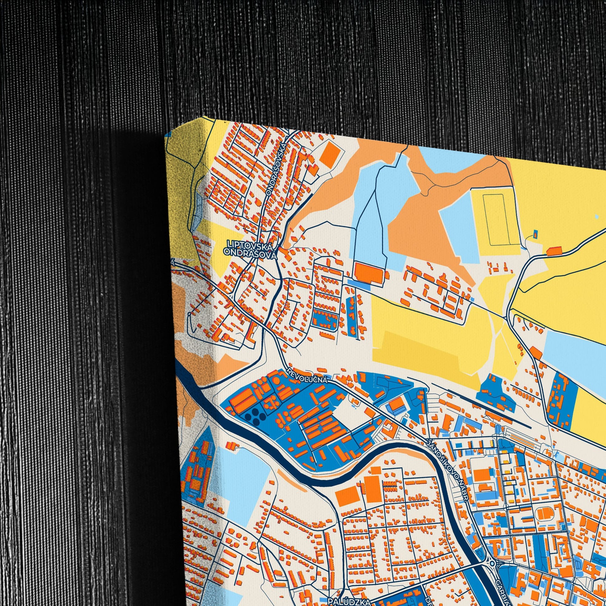 Liptovský Mikuláš Slovakia Colorful City Map Canvas Print Detail