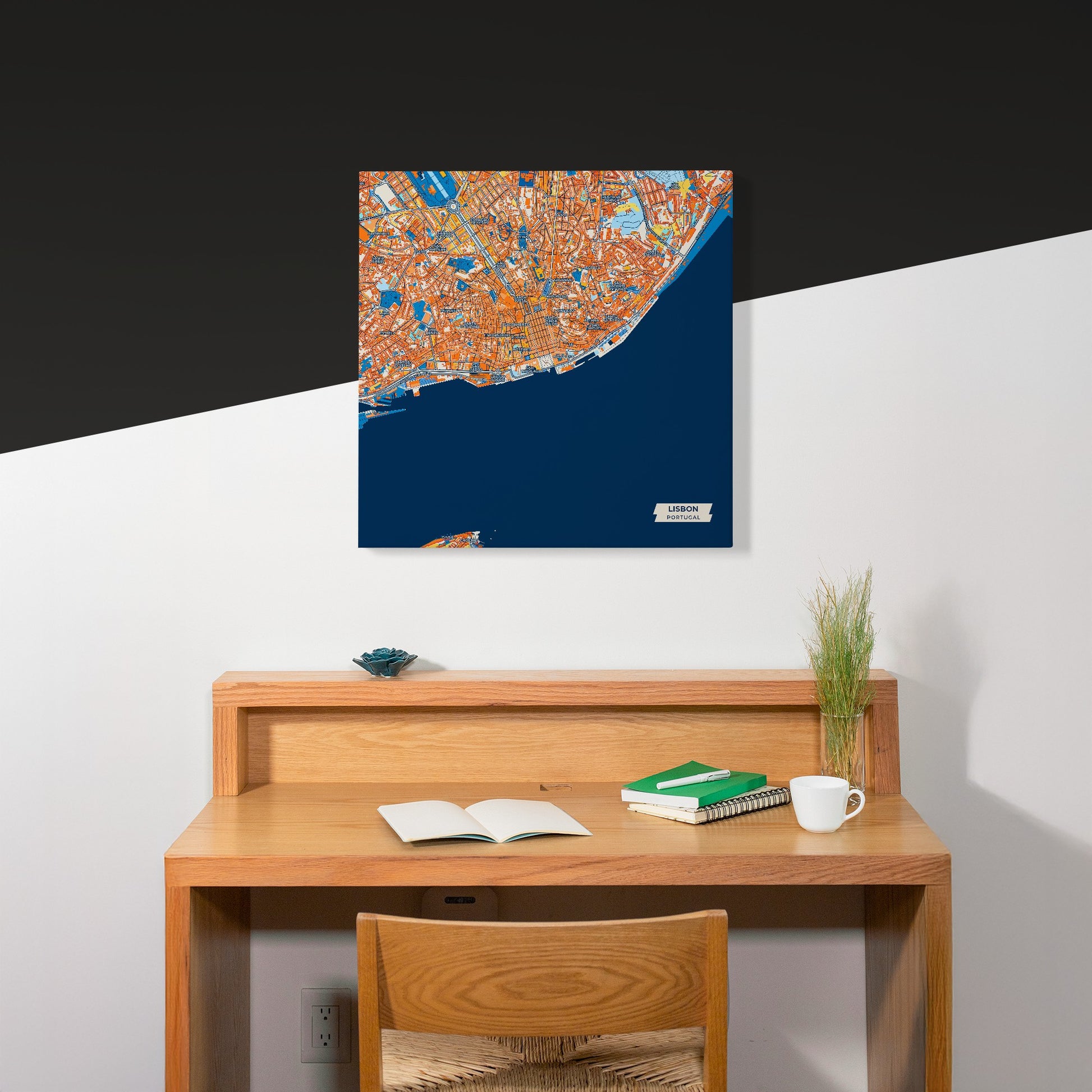 Lisbon Portugal Colorful City Map Canvas Print Scene