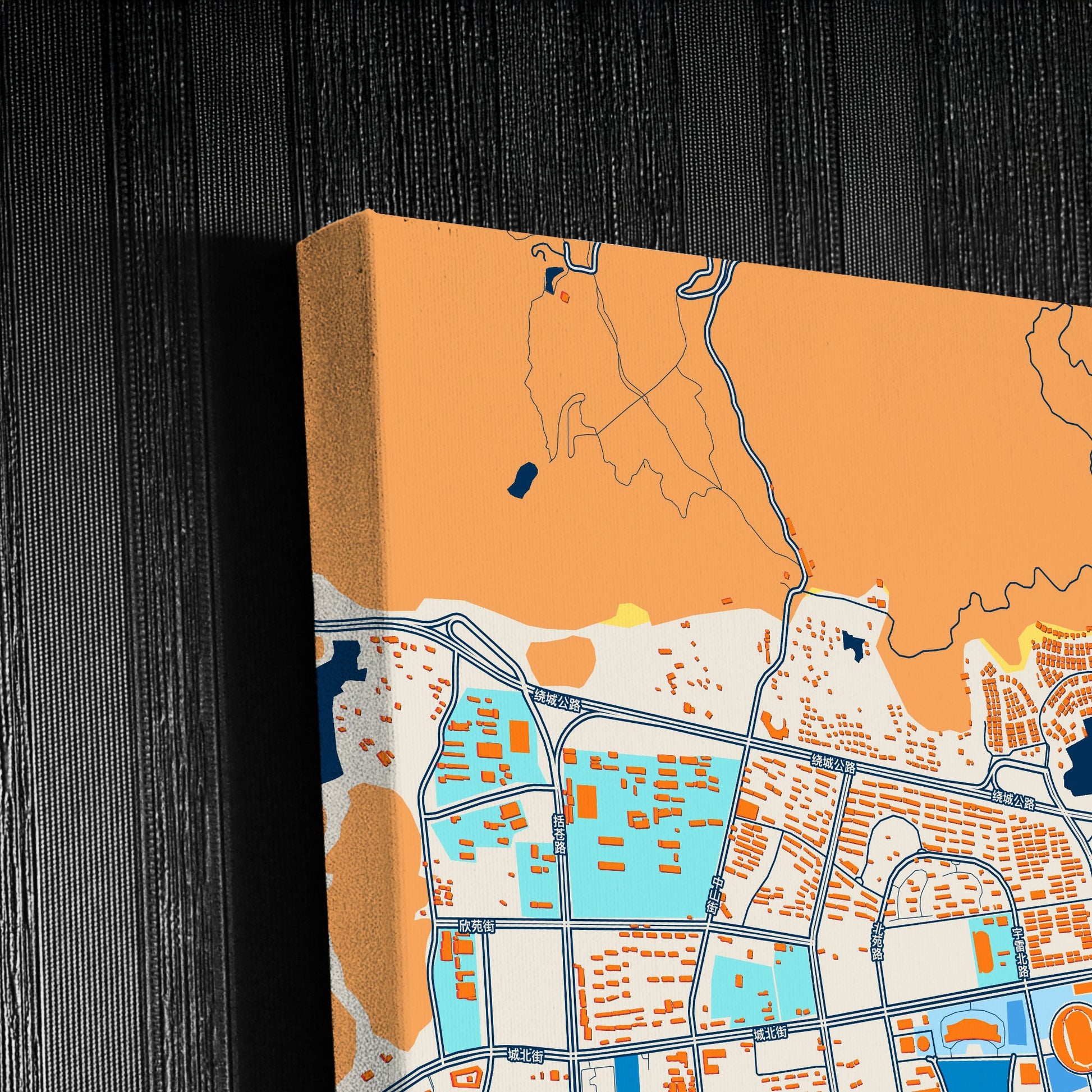 Lishui China Colorful City Map Canvas Print Detail