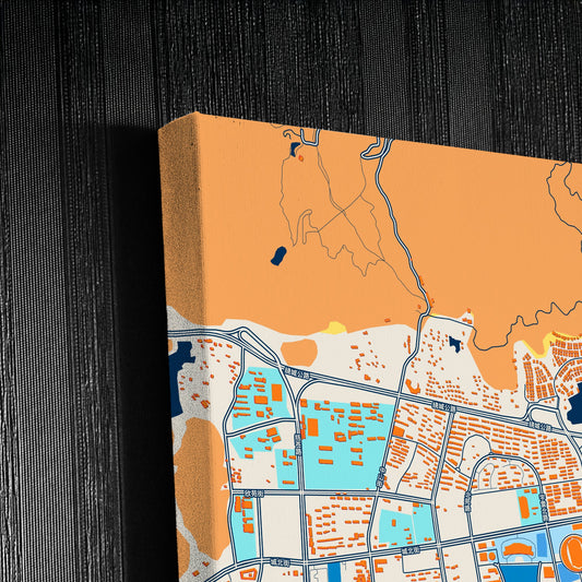 Lishui China Colorful City Map Canvas Print Detail