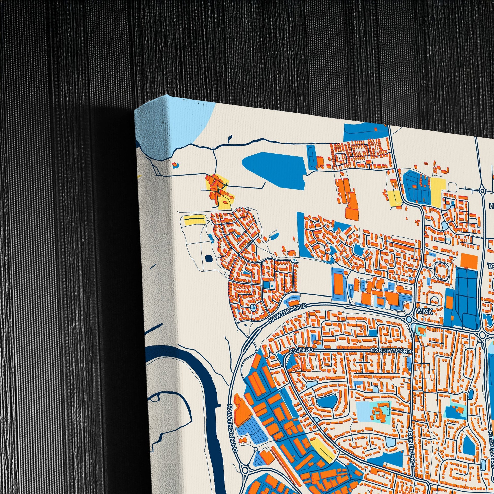 Littlehampton England Colorful City Map Canvas Print Detail