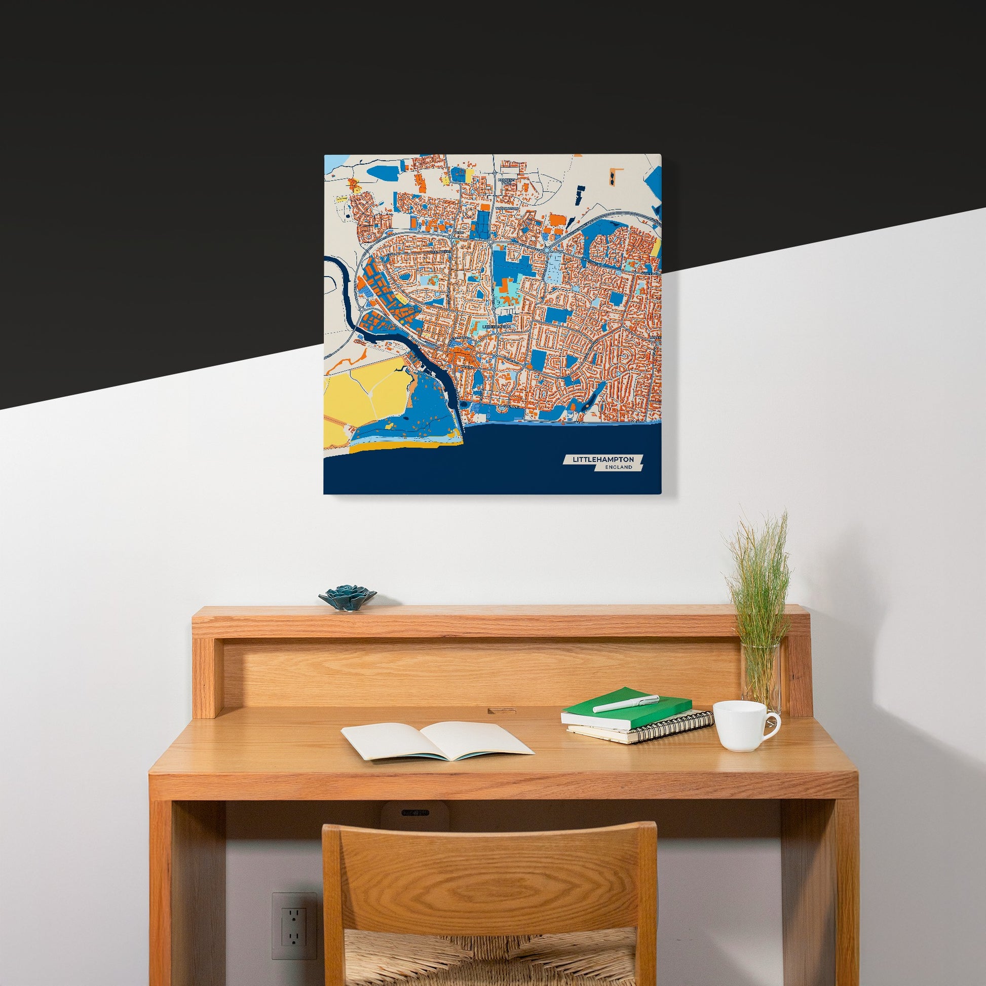 Littlehampton England Colorful City Map Canvas Print Scene