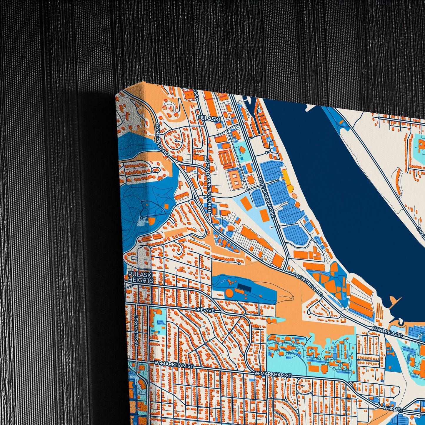Little Rock Arkansas Colorful City Map Canvas Print Detail