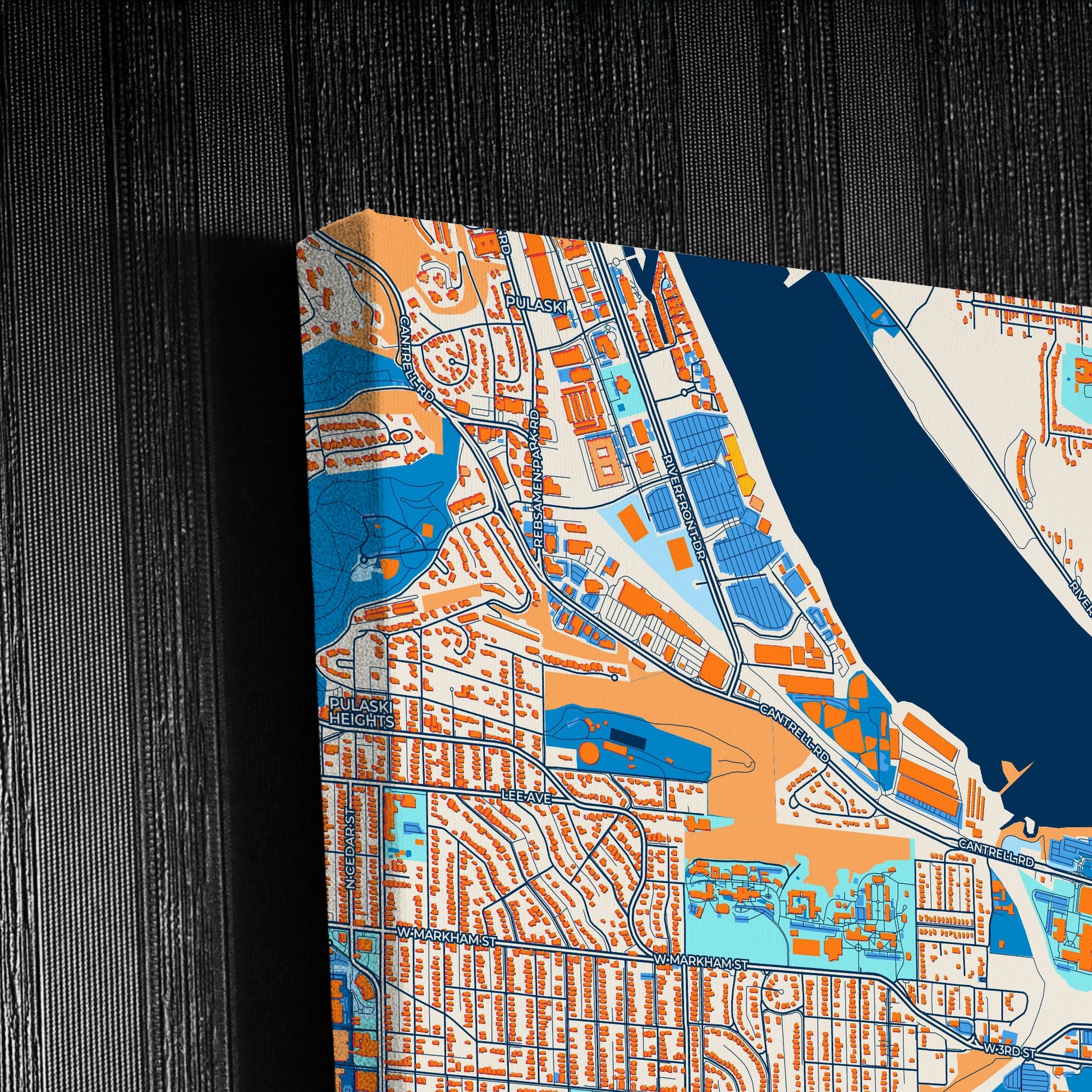 Little Rock Arkansas Colorful City Map Canvas Print Detail