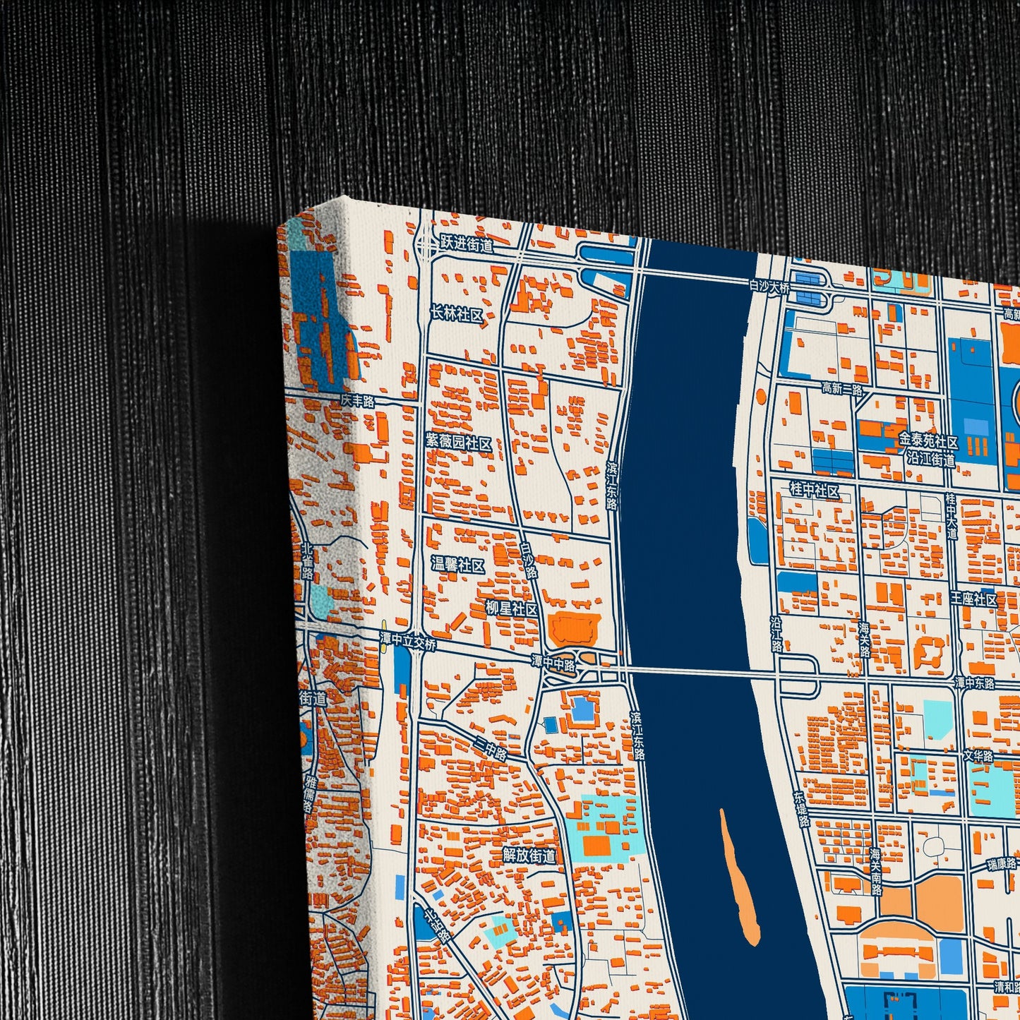 Liuzhou China Colorful City Map Canvas Print Detail