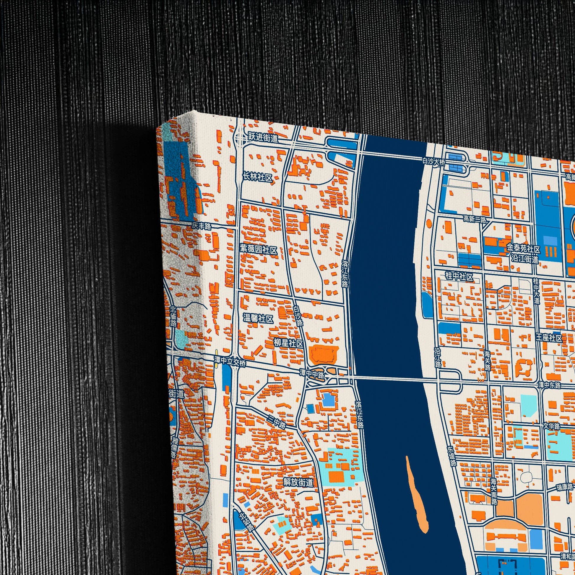 Liuzhou China Colorful City Map Canvas Print Detail