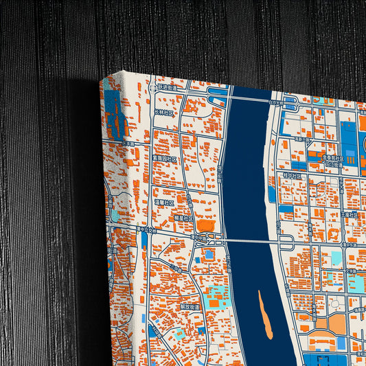Liuzhou China Colorful City Map Canvas Print Detail