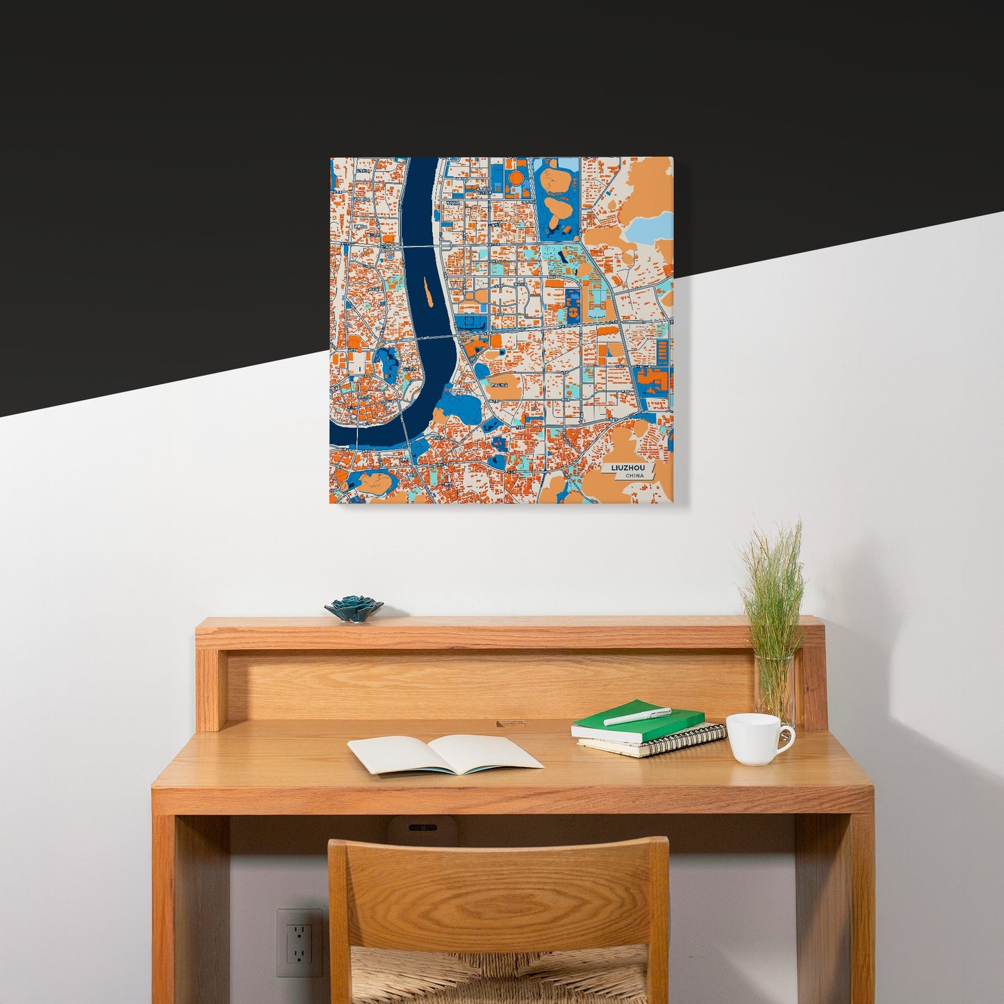 Liuzhou China Colorful City Map Canvas Print Scene