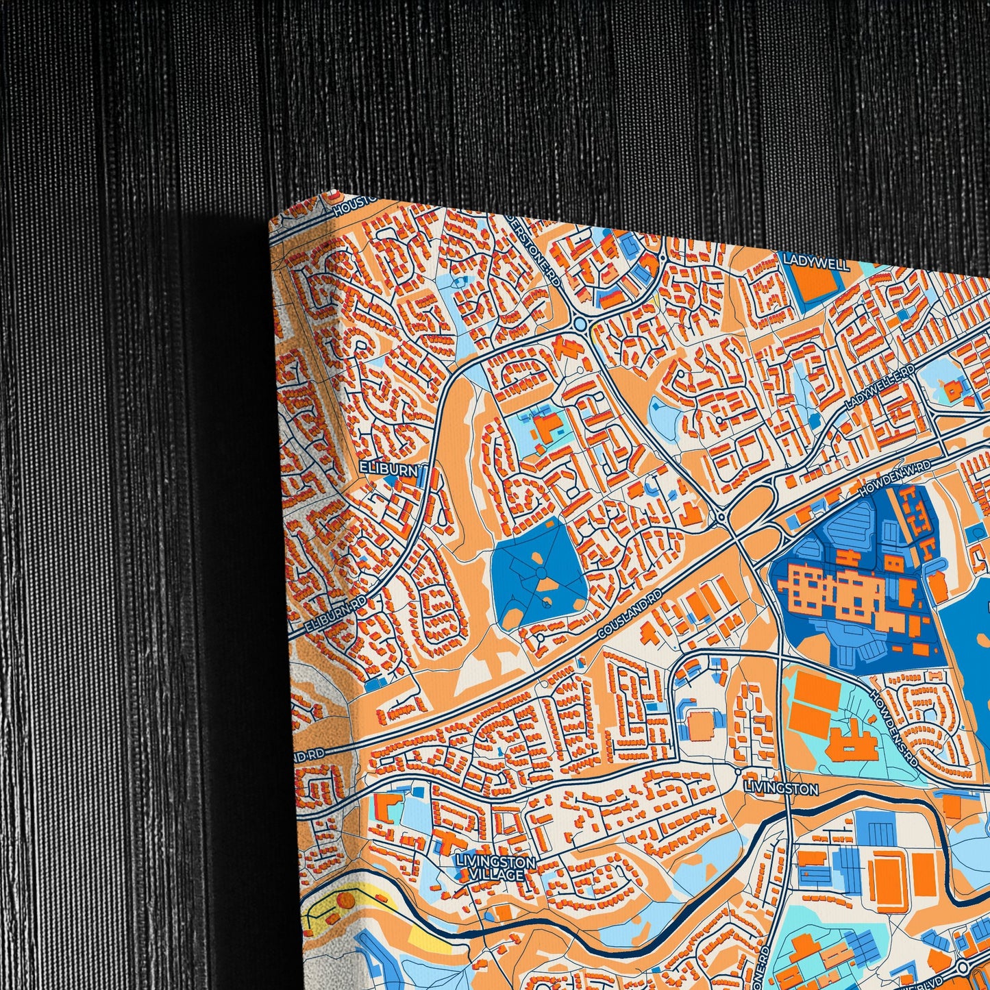 Livingston Scotland Colorful City Map Canvas Print Detail