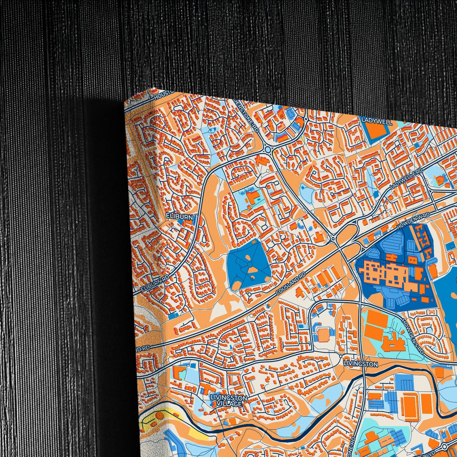 Livingston Scotland Colorful City Map Canvas Print Detail