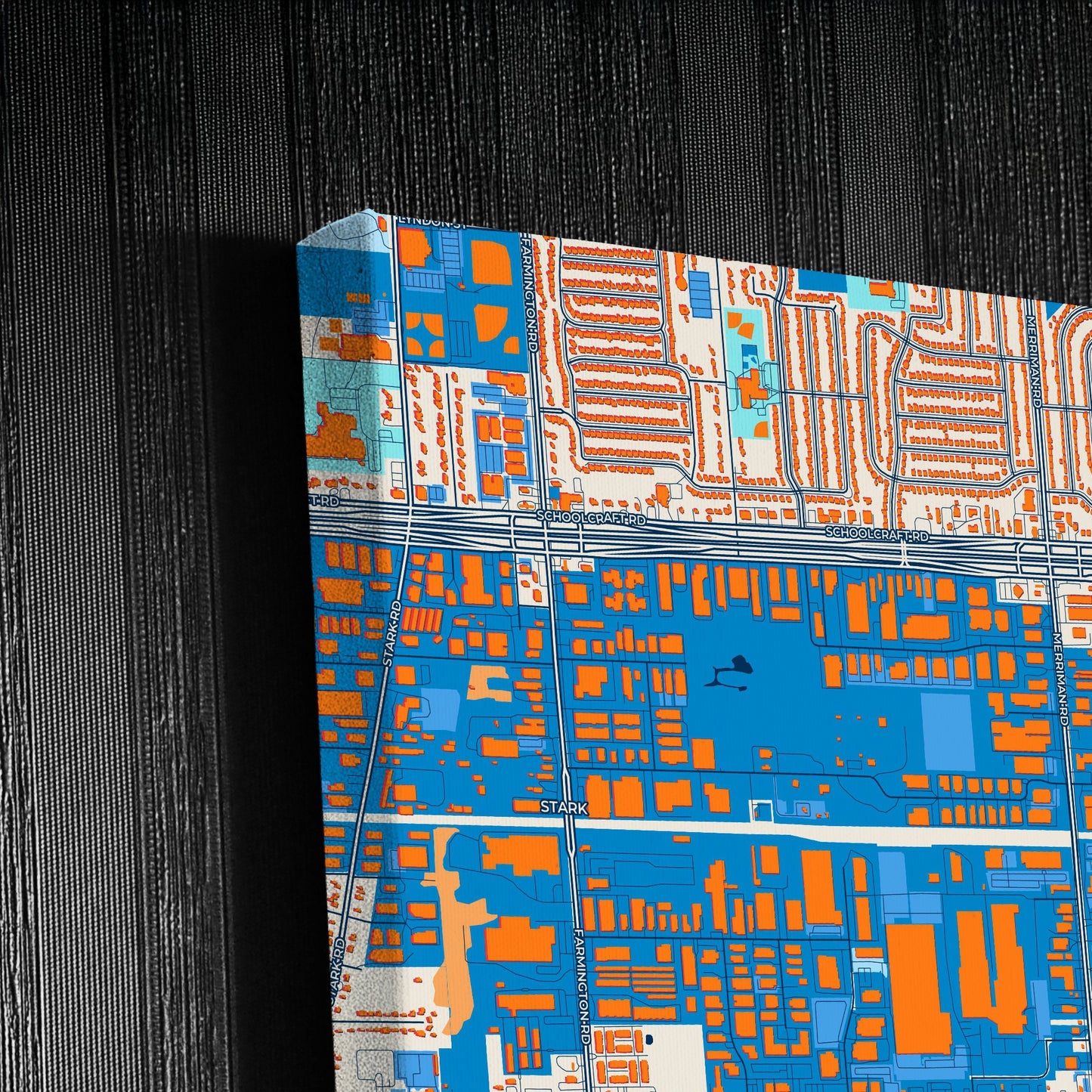 Livonia Michigan Colorful City Map Canvas Print Detail