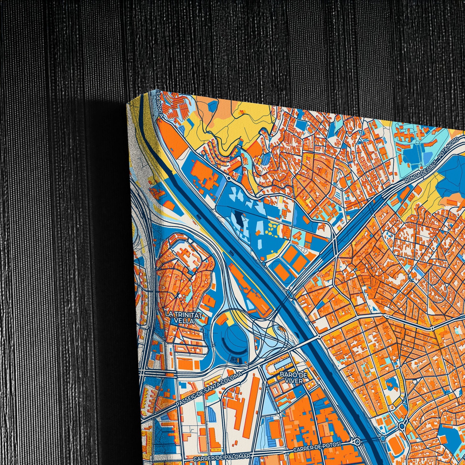 Llefià Spain Colorful City Map Canvas Print Detail