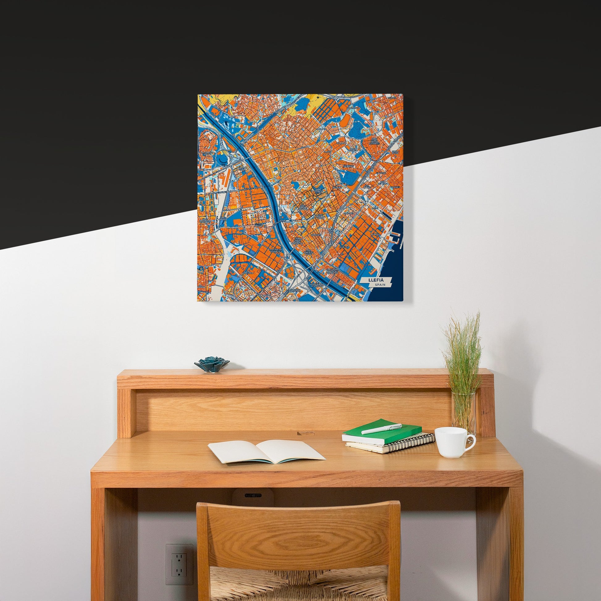 Llefià Spain Colorful City Map Canvas Print Scene