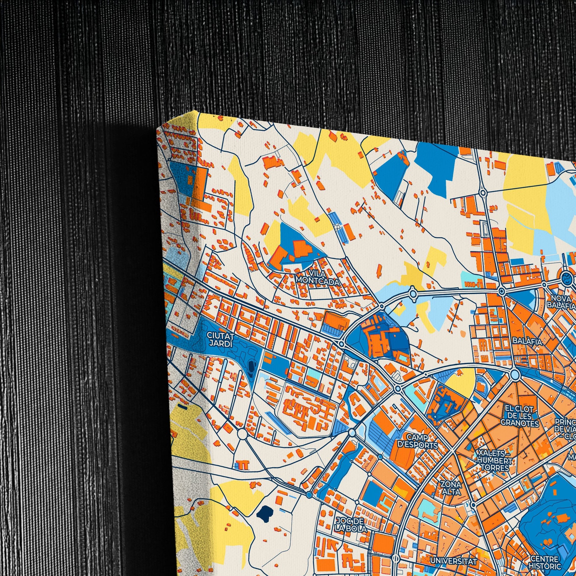 Lleida Spain Colorful City Map Canvas Print Detail