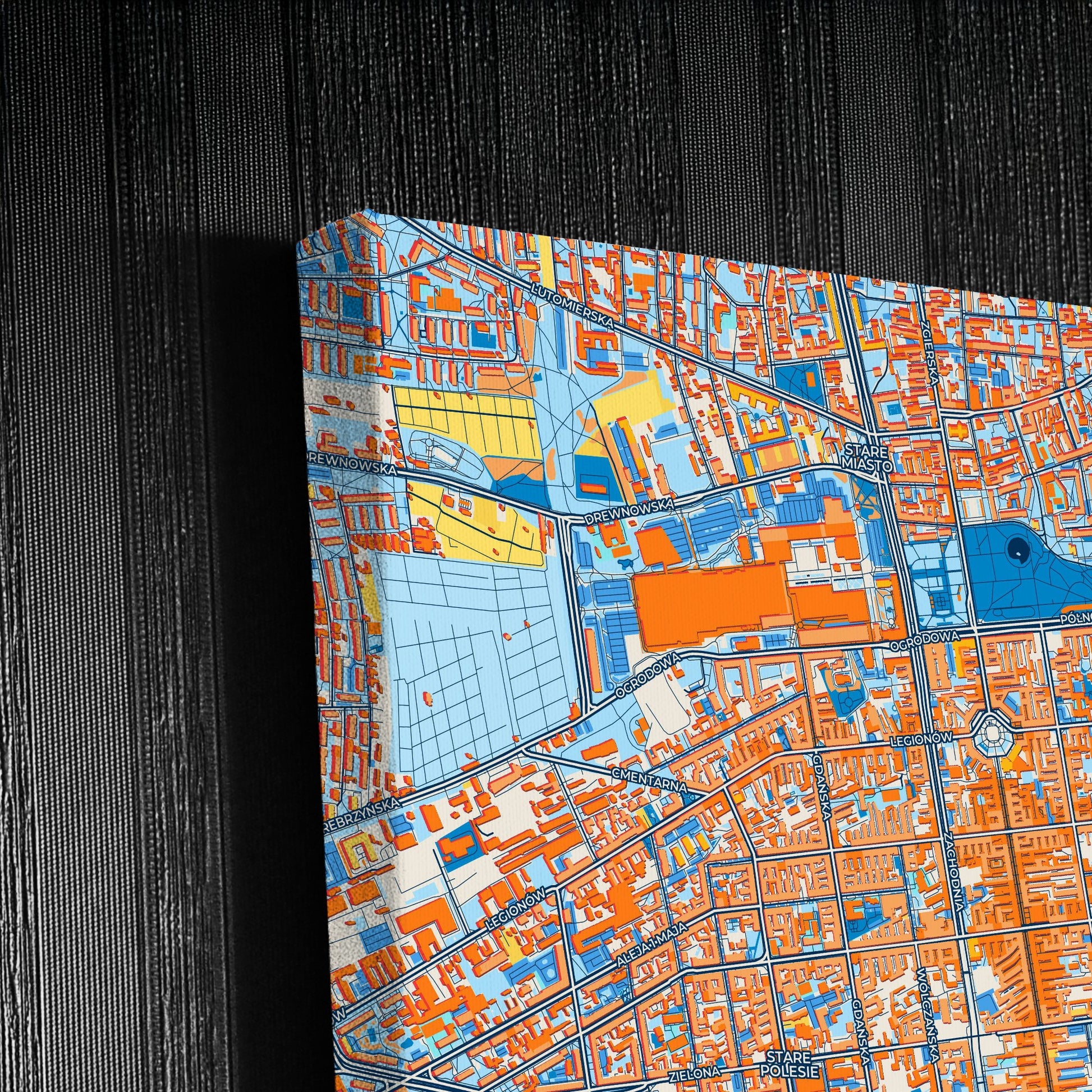 Łódź Poland Colorful City Map Canvas Print Detail