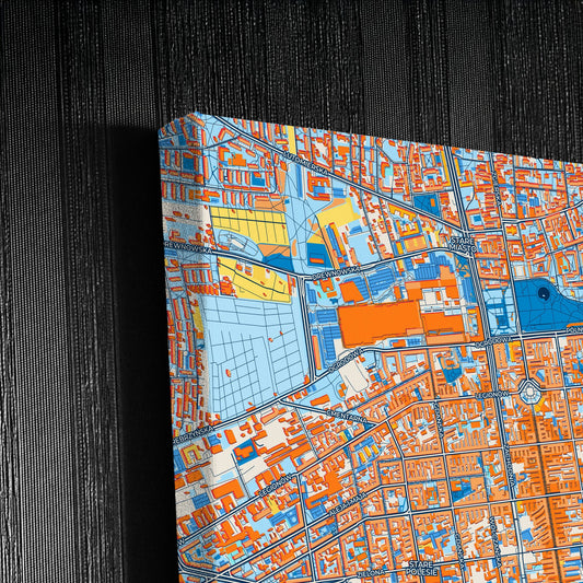 Łódź Poland Colorful City Map Canvas Print Detail