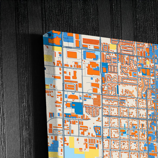 Logan Utah Colorful City Map Canvas Print Detail
