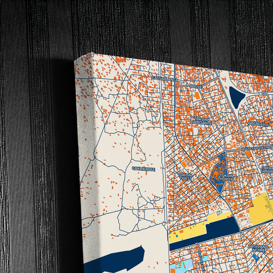 Lome Togo Colorful City Map Canvas Print Detail