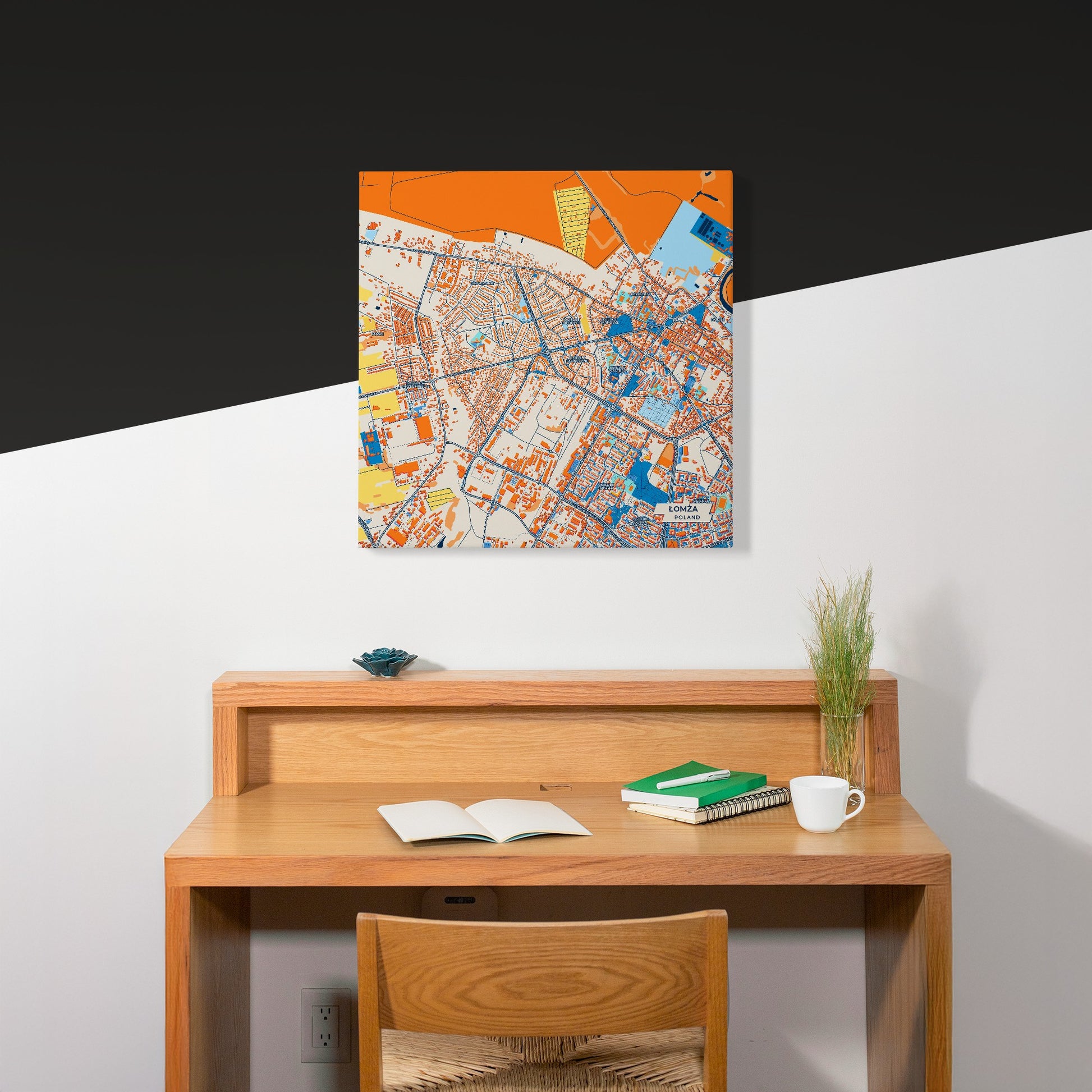 Łomża Poland Colorful City Map Canvas Print Scene