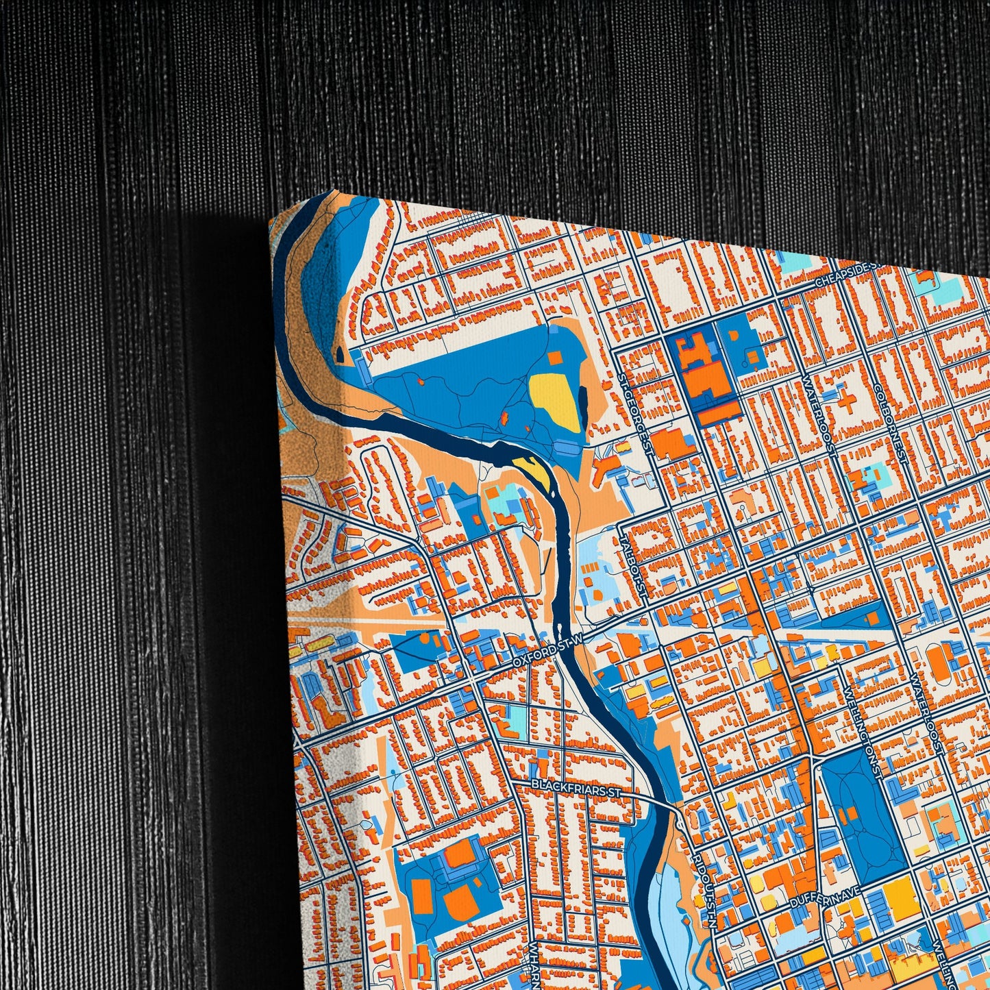 London Canada Colorful City Map Canvas Print Detail