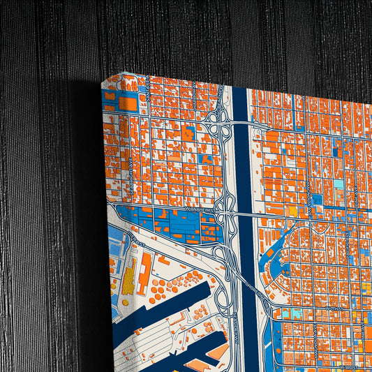 Long Beach California Colorful City Map Canvas Print Detail