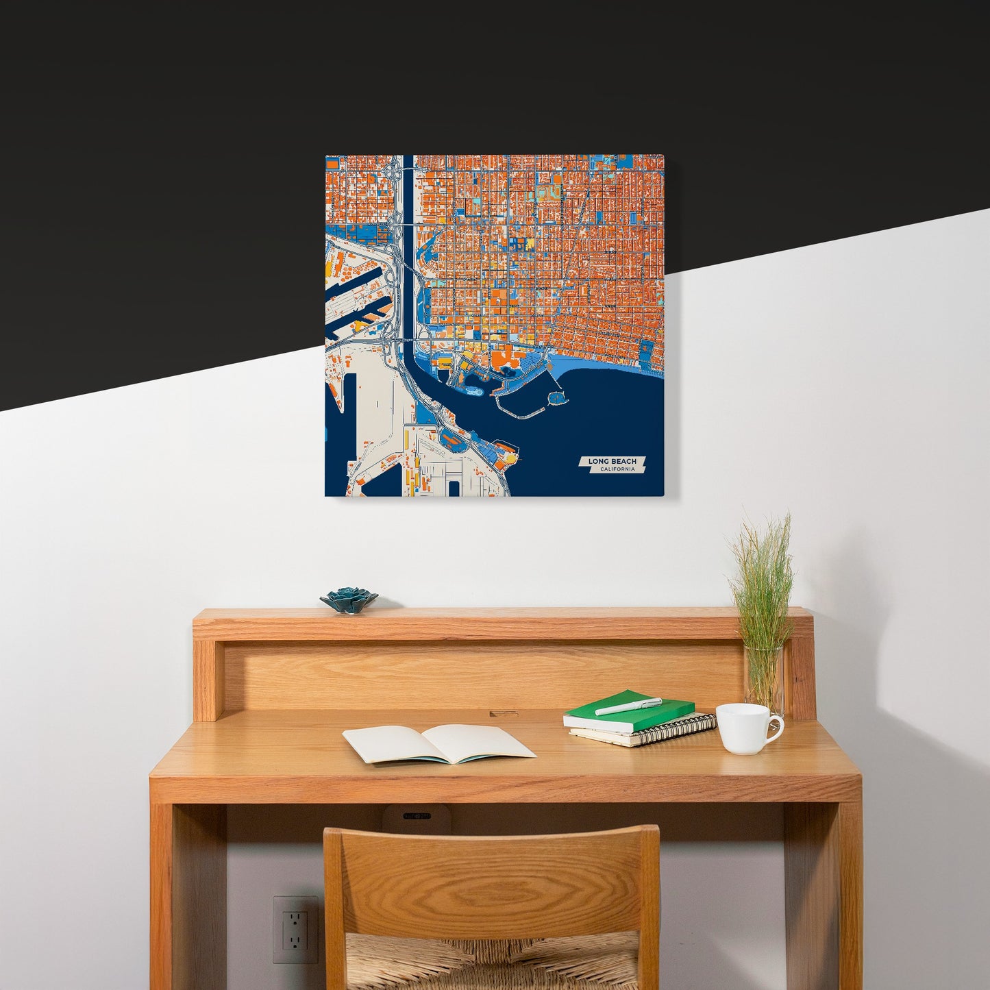 Long Beach California Colorful City Map Canvas Print Scene