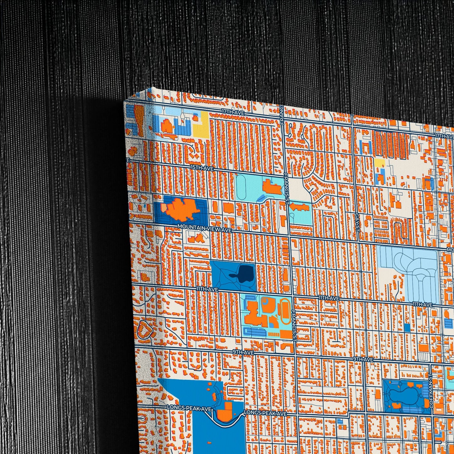 Longmont Colorado Colorful City Map Canvas Print Detail