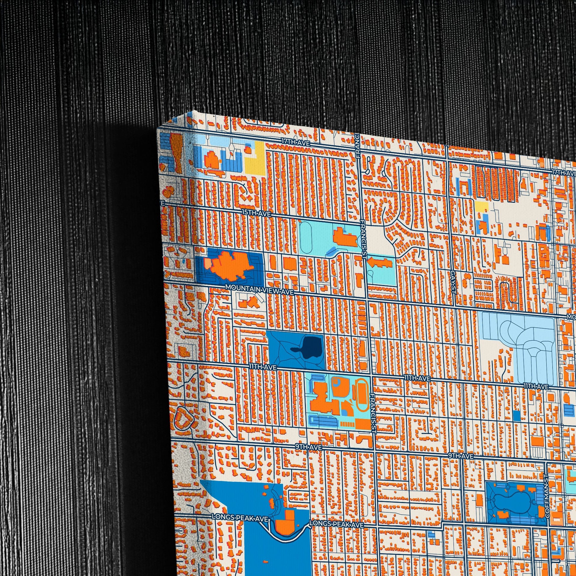 Longmont Colorado Colorful City Map Canvas Print Detail