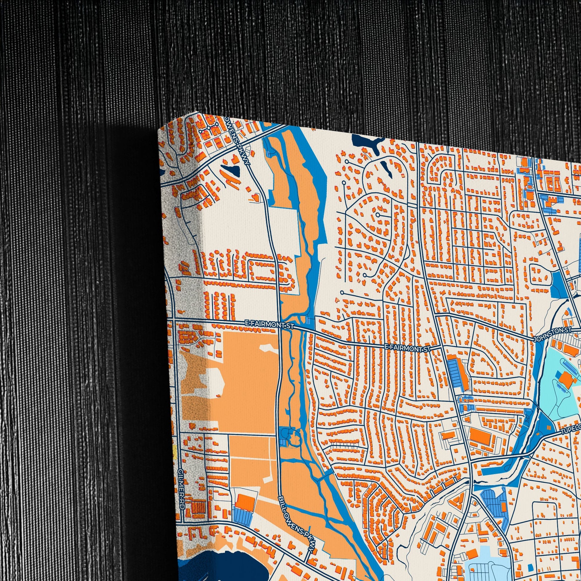 Longview Texas Colorful City Map Canvas Print Detail